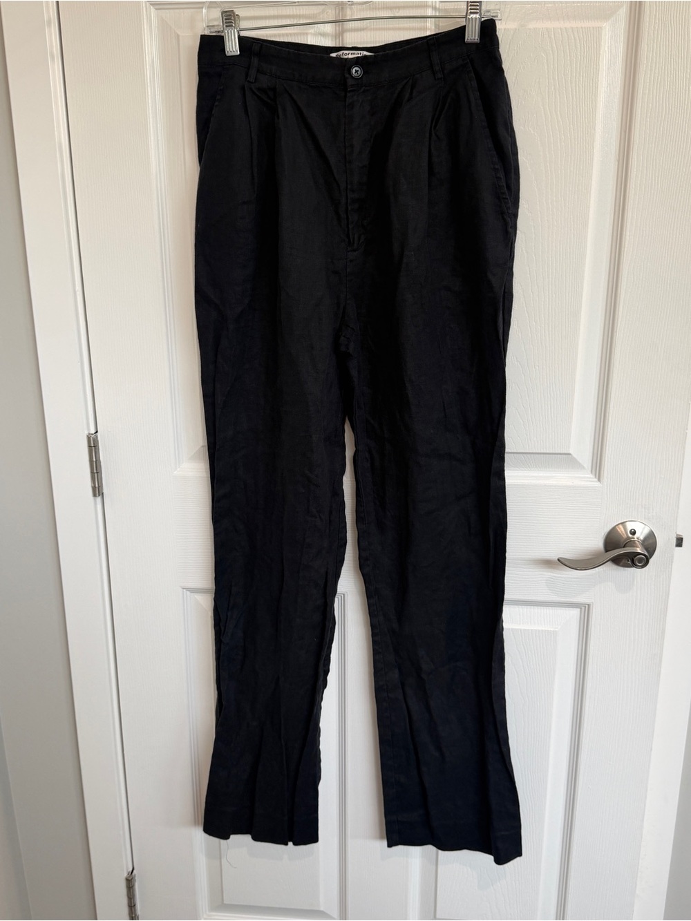 Reformation Black High-Rise Pleated Trousers
